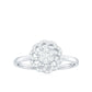 Certified Natural Diamond Flower Engagement Ring in Illusion Set