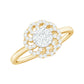 Certified Natural Diamond Flower Engagement Ring in Illusion Set