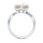 Cultured Freshwater Pearl Toi Et Moi Engagement Ring with Diamond