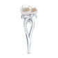Cultured Freshwater Pearl Toi Et Moi Engagement Ring with Diamond