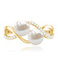 Cultured Freshwater Pearl Toi Et Moi Engagement Ring with Diamond
