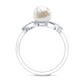 Freshwater Pearl Solitaire Crossover Engagement Ring with Diamond