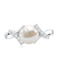 Freshwater Pearl Solitaire Crossover Engagement Ring with Diamond