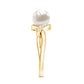 Freshwater Pearl Solitaire Crossover Engagement Ring with Diamond