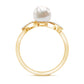 Freshwater Pearl Solitaire Crossover Engagement Ring with Diamond