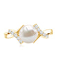 Freshwater Pearl Solitaire Crossover Engagement Ring with Diamond