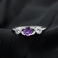 Anillo de compromiso de amatista natural con nudo infinito de diamantes