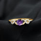 Anillo de compromiso de amatista natural con nudo infinito de diamantes