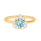 Real Round Aquamarine and Diamond Flower Engagement Ring with Certificate