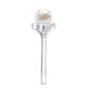 Freshwater Pearl Solitaire Bypass Engagement Ring with Diamond Accent