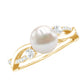 Genuine 7.4 Carat Freshwater Pearl Engagement Ring with Diamond Crossover Shank