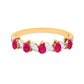 Real Pear Shape Ruby Half Eternity Ring with Diamond for Women