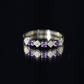 Real Amethyst Half Eternity Ring with Diamond for Women