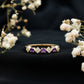 Real Amethyst Half Eternity Ring with Diamond for Women