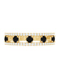 Round Cut Black Onyx and Diamond Half Eternity Band Ring