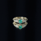 Natural Emerald Diamond Antique Looking Engagement Ring