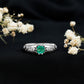 Natural Emerald Diamond Antique Looking Engagement Ring