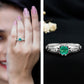 Natural Emerald Diamond Antique Looking Engagement Ring