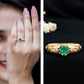 Natural Emerald Diamond Antique Looking Engagement Ring