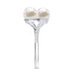 Natural Freshwater Pearl 2 Stone Engagement Ring with Diamond