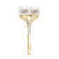 Natural Freshwater Pearl 2 Stone Engagement Ring with Diamond