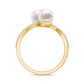 Natural Freshwater Pearl 2 Stone Engagement Ring with Diamond