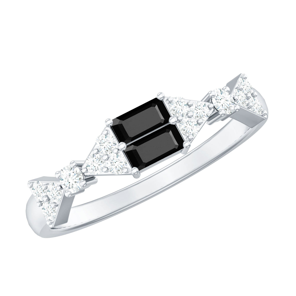 Alianza de boda de media eternidad de ónix negro genuino y diamantes