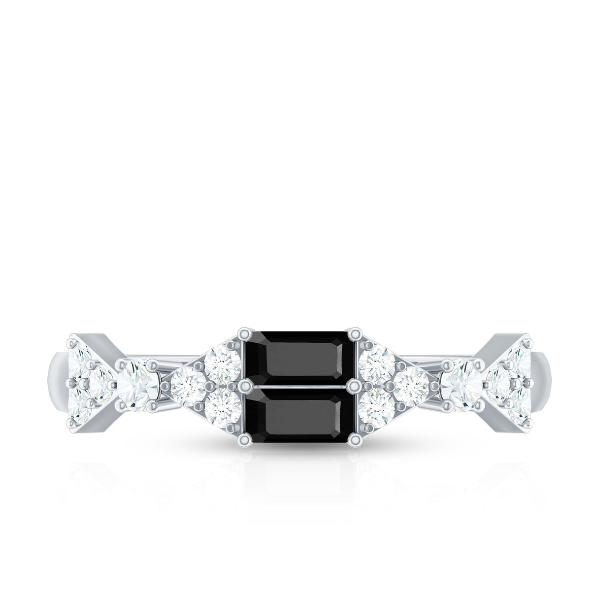 Alianza de boda de media eternidad de ónix negro genuino y diamantes