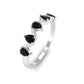 Anillo de banda de media eternidad de ónix negro en forma de pera con diamante