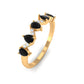 Anillo de banda de media eternidad de ónix negro en forma de pera con diamante