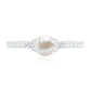 Cultured 2 Carat Freshwater Pearl Diamond Promise Ring with Celtic Knot