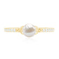 Cultured 2 Carat Freshwater Pearl Diamond Promise Ring with Celtic Knot