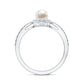 Cultured Freshwater Pearl 2 Carat Engagement Ring with Diamond Halo
