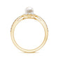 Cultured Freshwater Pearl 2 Carat Engagement Ring with Diamond Halo