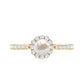 Cultured Freshwater Pearl 2 Carat Engagement Ring with Diamond Halo