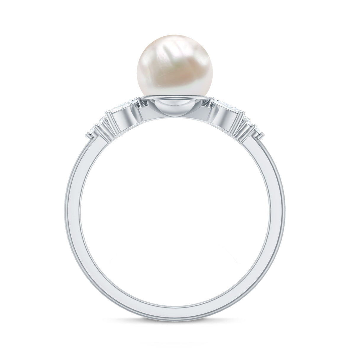 Nature Inspired 3 Carat Freshwater Pearl Engagement Ring with Diamond