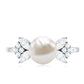 Nature Inspired 3 Carat Freshwater Pearl Engagement Ring with Diamond
