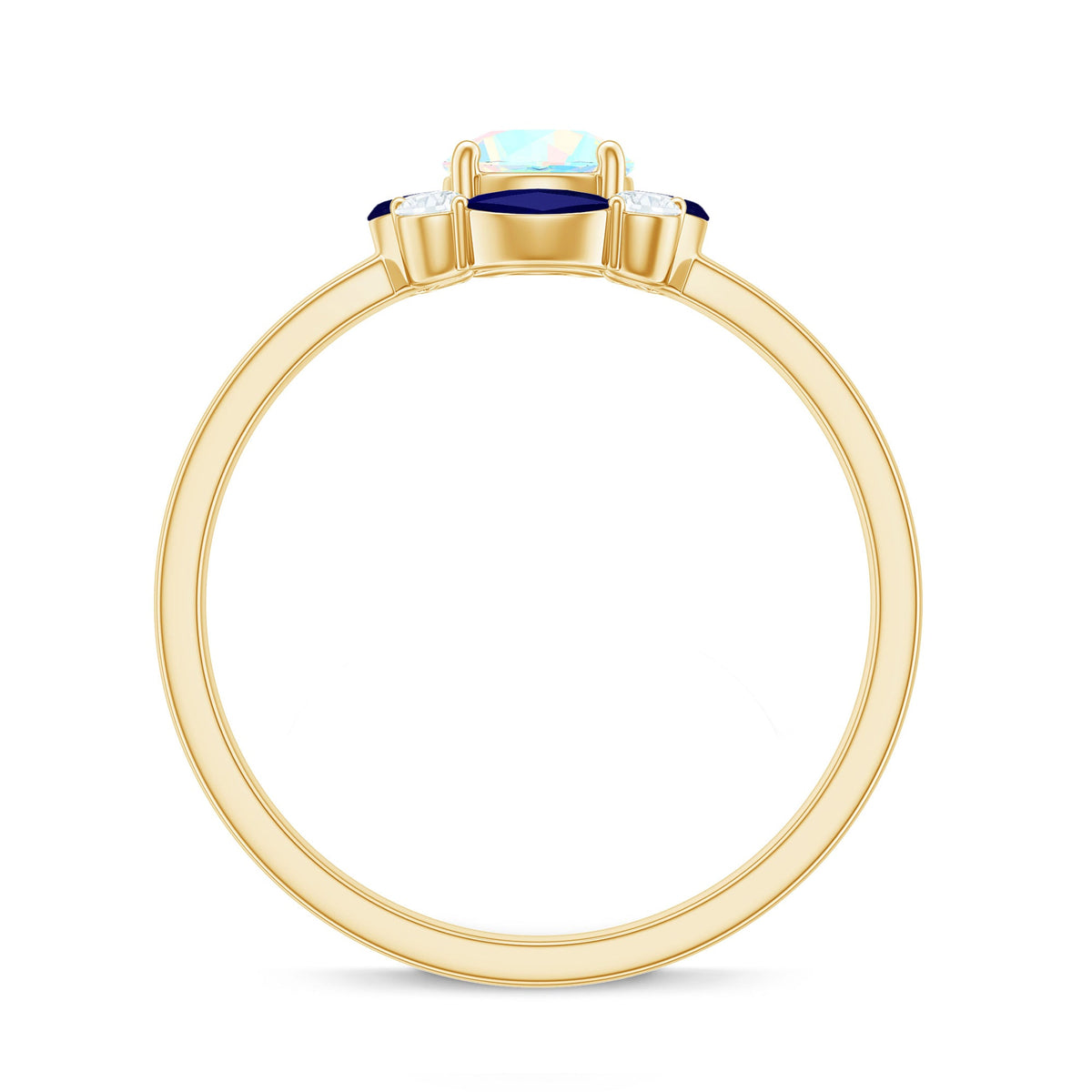 Natural Ethiopian Opal and Sapphire Designer Ring
