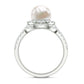 Cultured 7.4 Carat Freshwater Pearl Engagement Ring with Diamond Wedding Band