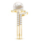 Cultured 7.4 Carat Freshwater Pearl Engagement Ring with Diamond Wedding Band