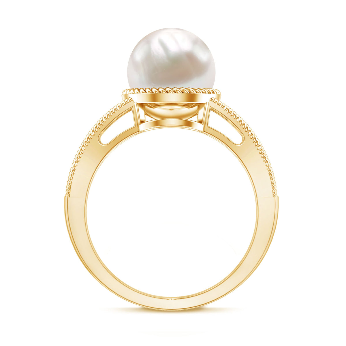 8 Carat Freshwater Pearl Solitaire Engagement Ring in Split Shank