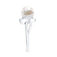 Cultured Freshwater Pearl Promise Ring with Diamond Leaf