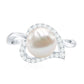 Cultured Freshwater Pearl Promise Ring with Diamond Leaf