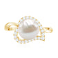 Cultured Freshwater Pearl Promise Ring with Diamond Leaf
