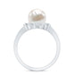 Split Shank Freshwater Pearl and Diamond Braided Statement Ring