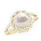 Split Shank Freshwater Pearl and Diamond Braided Statement Ring