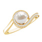 2.2 Carat Freshwater Pearl Bypass Engagement Ring with Diamond