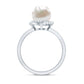 Anillo de compromiso de perlas cultivadas de agua dulce de 7,4 quilates con diamantes de diseño