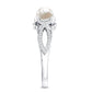 Cultured 2.2 Carat Freshwater Pearl Solitaire Engagement Ring with Diamond Crossover Shank