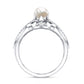 Cultured 2.2 Carat Freshwater Pearl Solitaire Engagement Ring with Diamond Crossover Shank